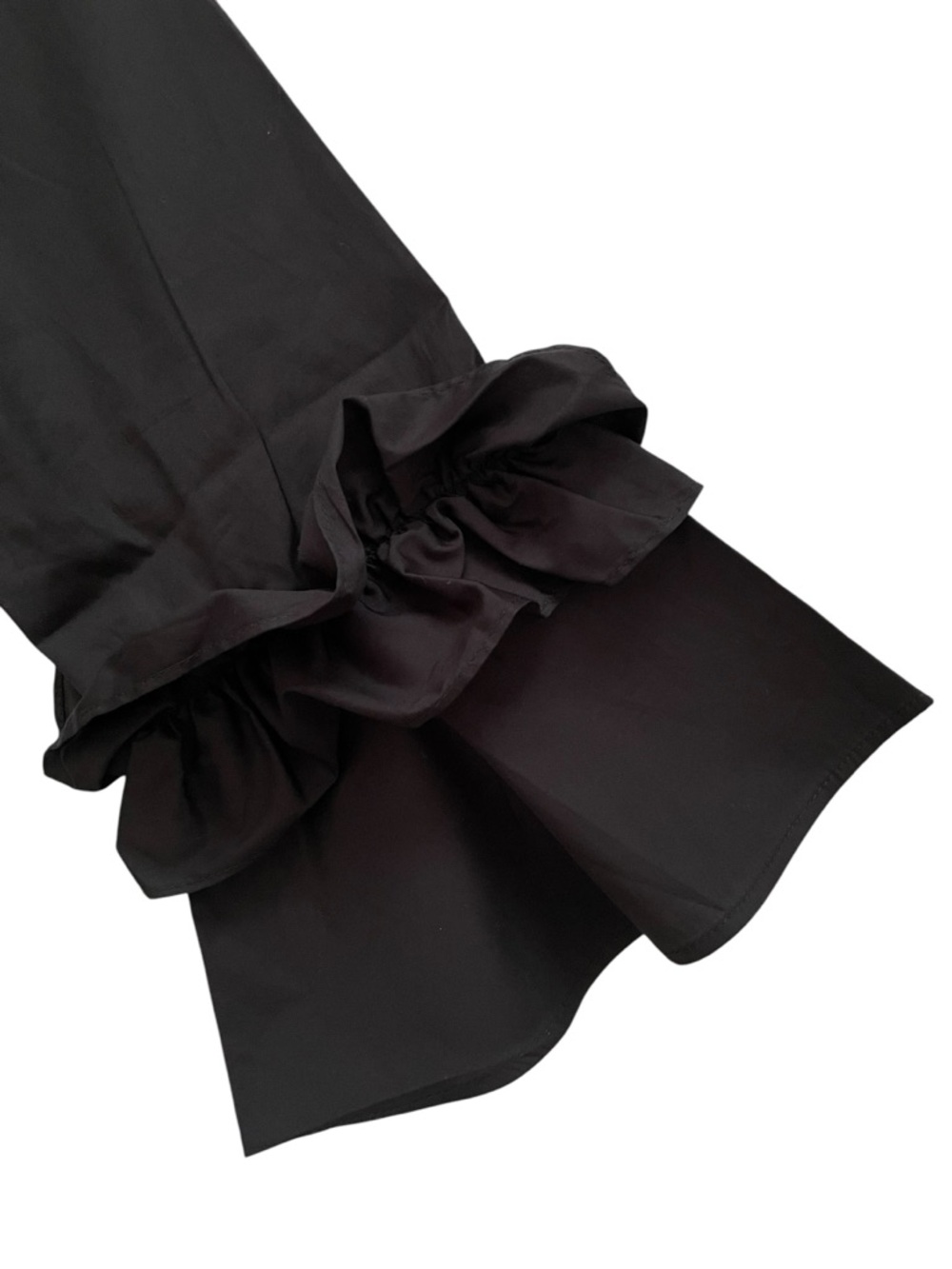 Harshman Women's Black Cotton Selina Blouse with Ruffled Cuff Detail Sz: L NWT - Picture 7 of 13